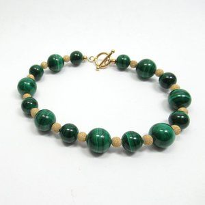 Malachite and 14k gold filled bead bracelet